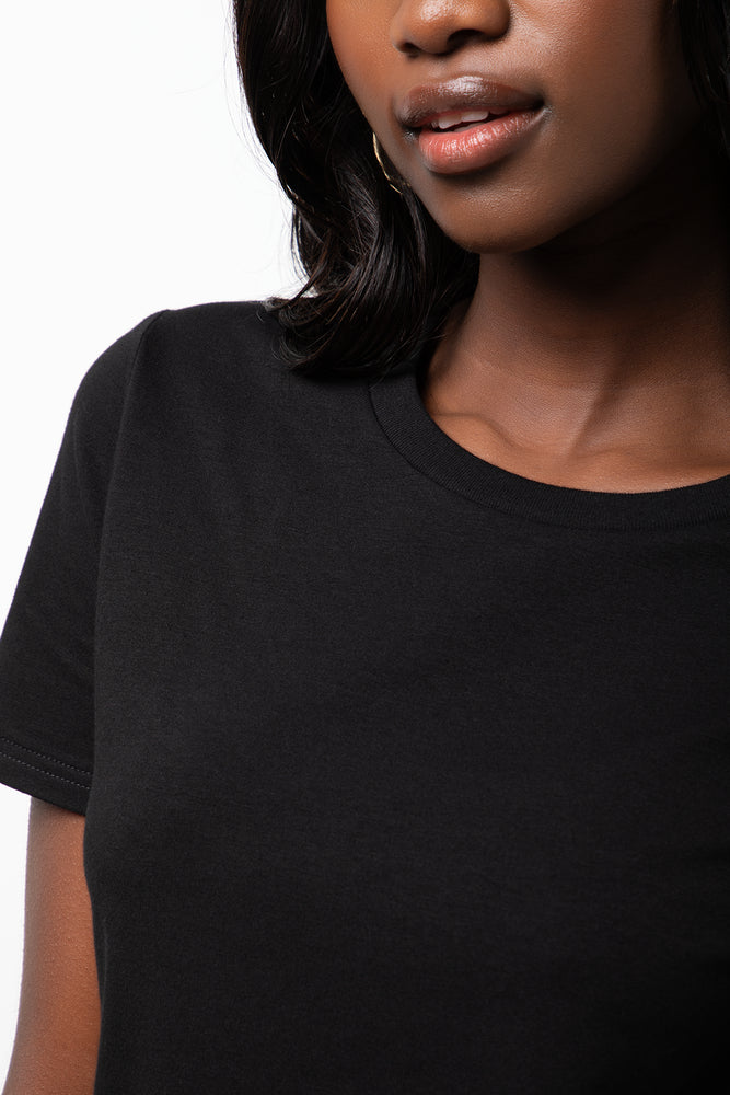 Crew Neck Short Sleeve Fitted T-Shirt Black (3)