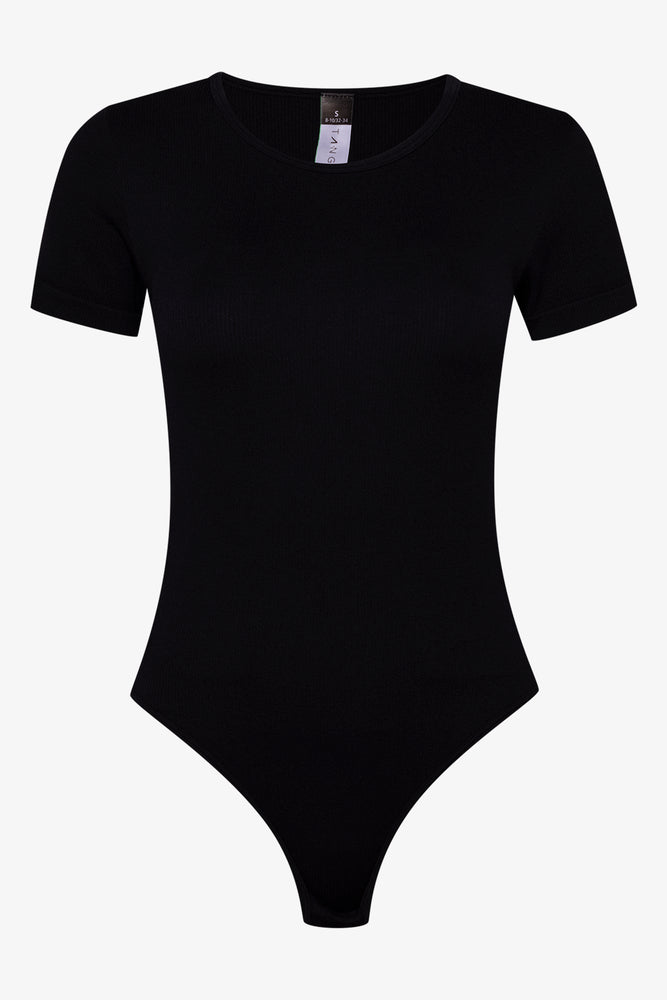 Short Sleeve Seamless Rib Bodysuit Black