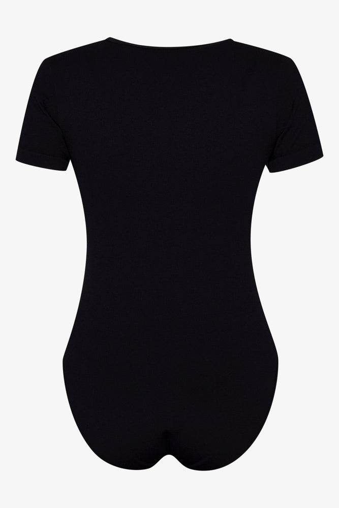 Short Sleeve Seamless Rib Bodysuit Black