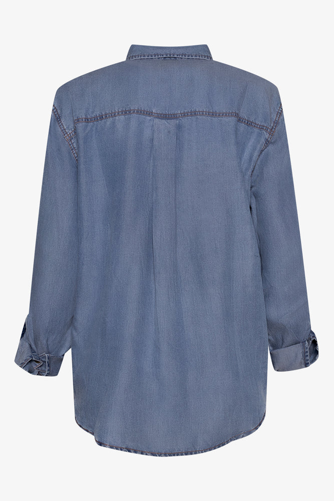 Long Sleeve Denim Shirt Blue