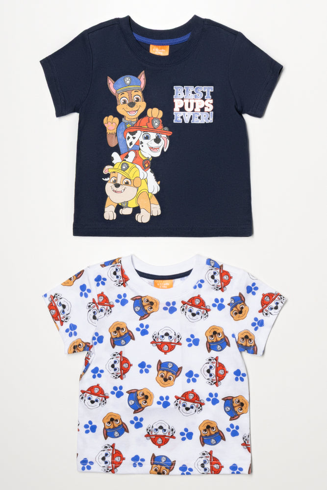 Paw Patrol 2 Pack T-Shirts Blue And White