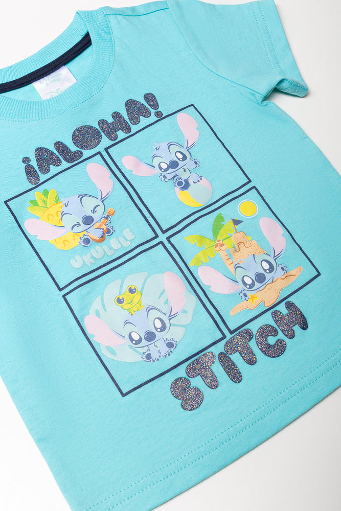 Lilo And Stitch 2 Pack T-Shirts Cream And Blue