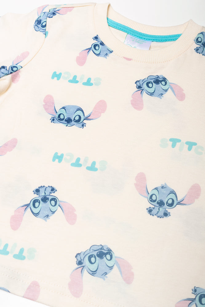 Lilo And Stitch 2 Pack T-Shirts Cream And Blue (2)