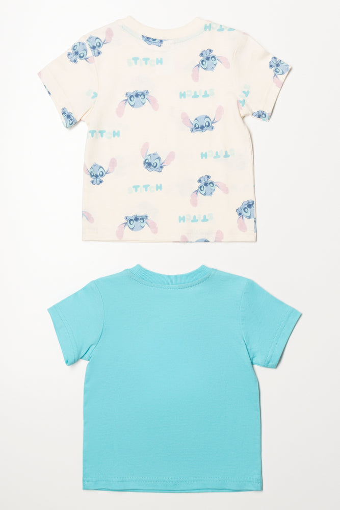Lilo And Stitch 2 Pack T-Shirts Cream And Blue (3)