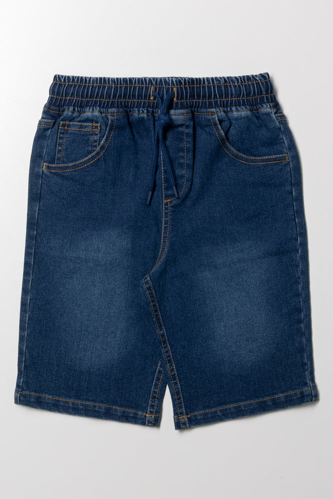 Pull On Denim Shorts Blue