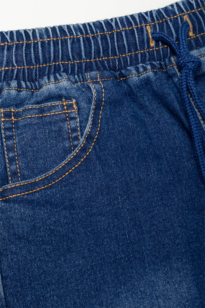 Pull On Denim Shorts Blue
