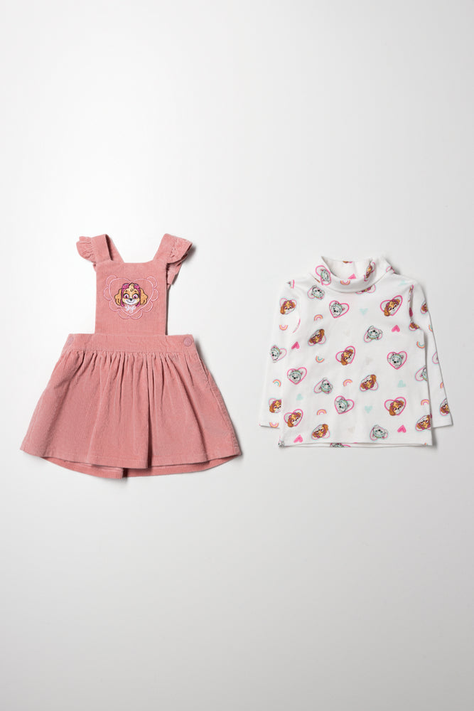 Paw Patrol Corduroy Pinafore Set Pink (2)