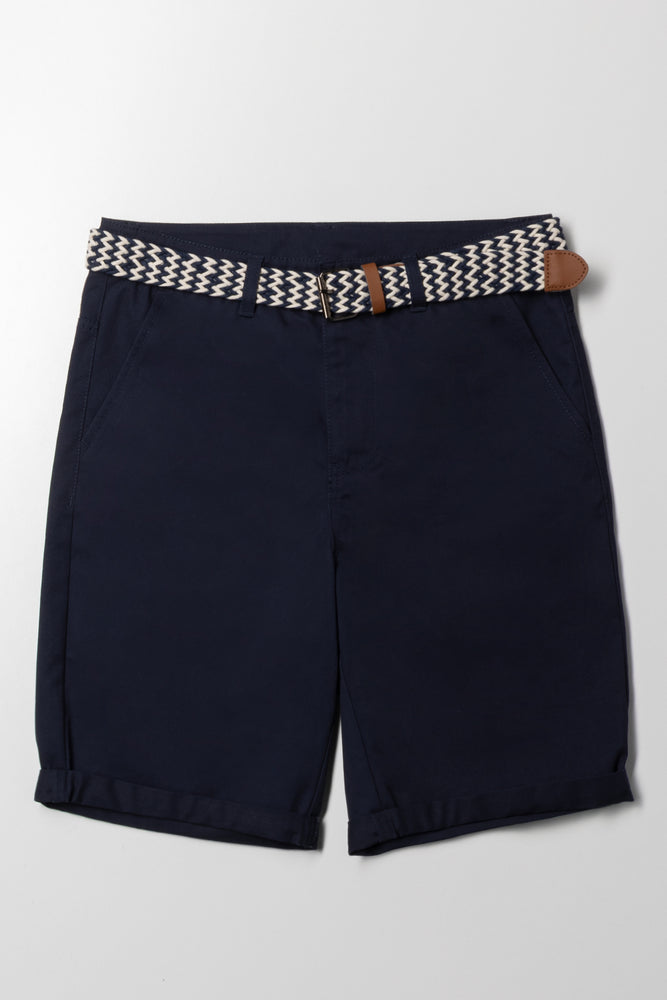 Belted Chino Shorts Navy