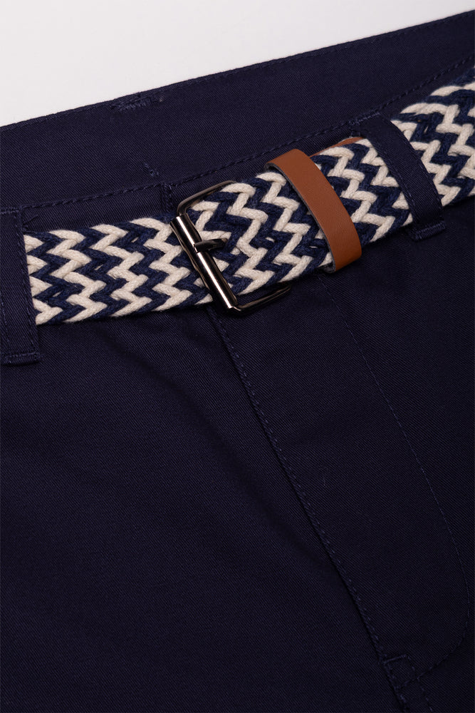 Belted Chino Shorts Navy