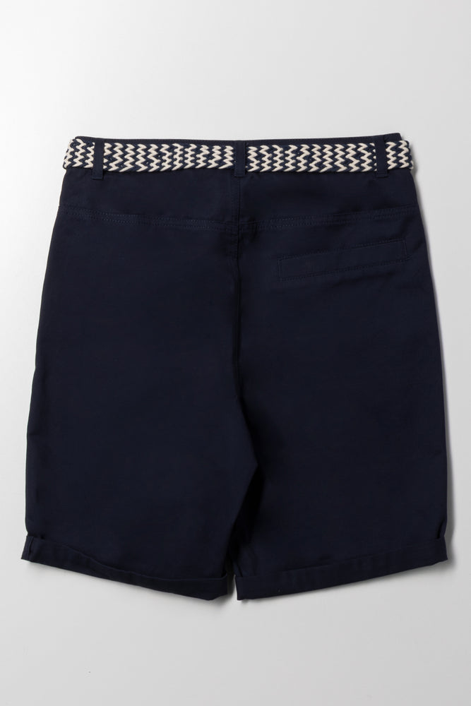 Belted Chino Shorts Navy (2)