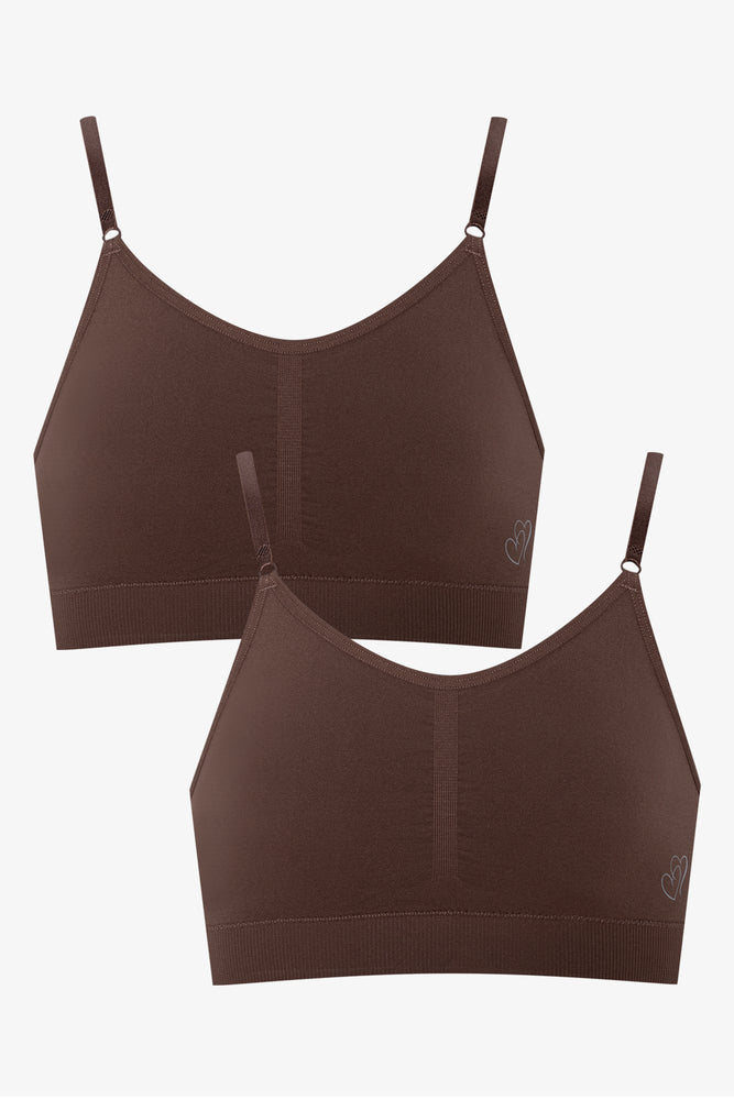 2 Pack Seamfree Bras Brown