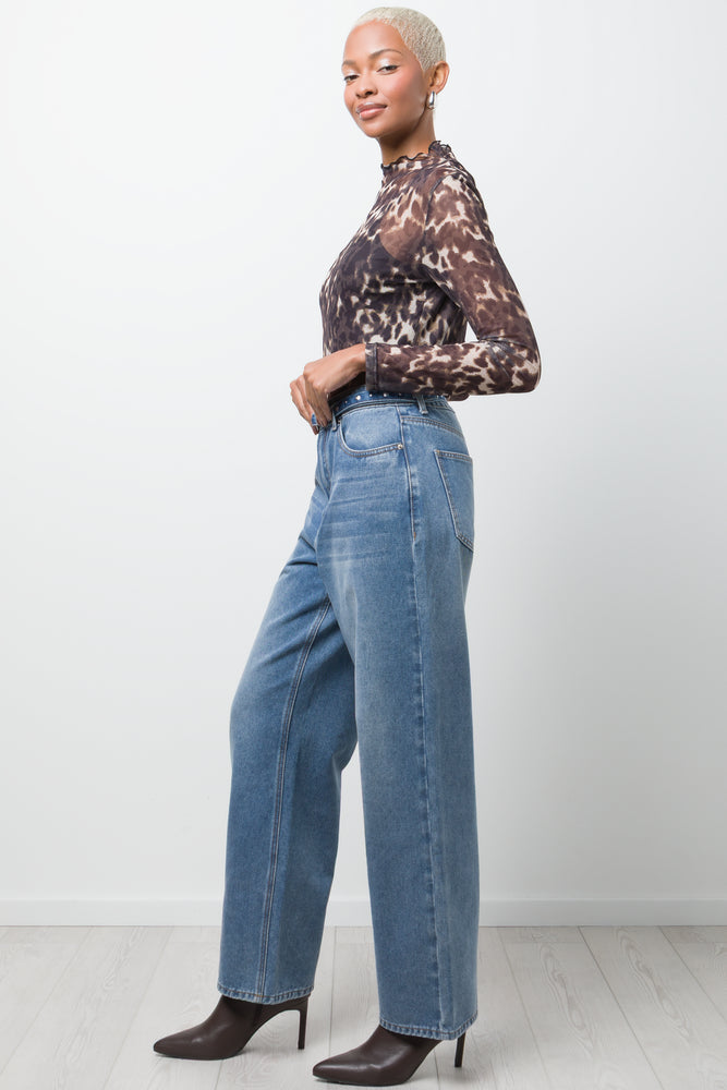 Wide Leg Denim Jeans Blue (2)