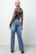 Wide Leg Denim Jeans Blue (3)