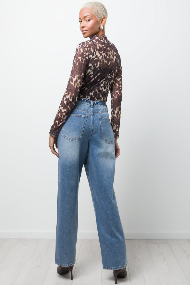 Wide Leg Denim Jeans Blue (3)