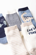 5 Pack Dinosaur Socks Navy And Natural (1)