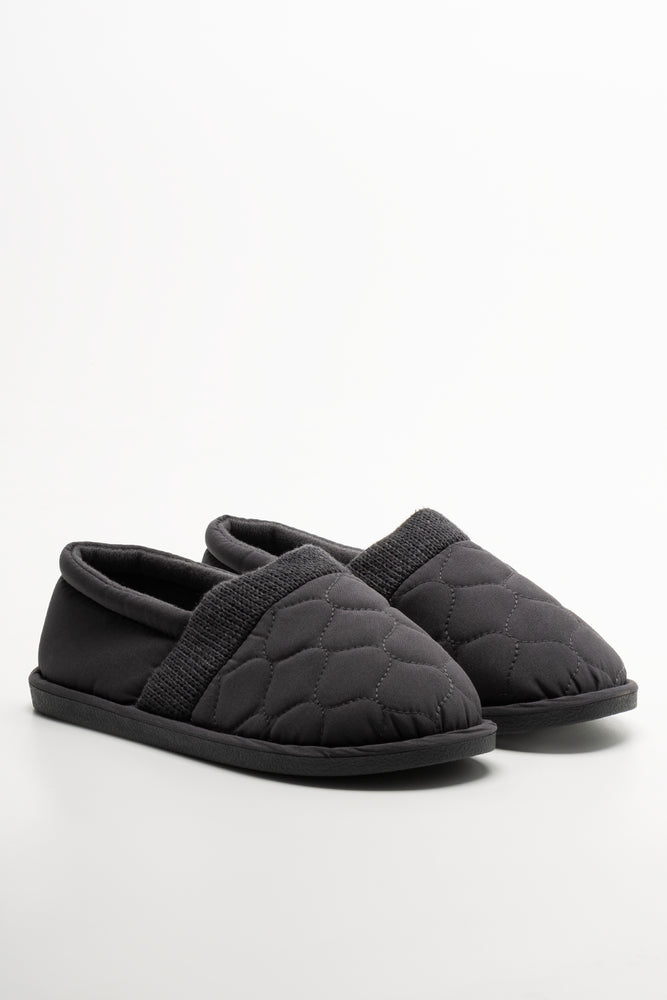 Quilted Slippers Dark Grey