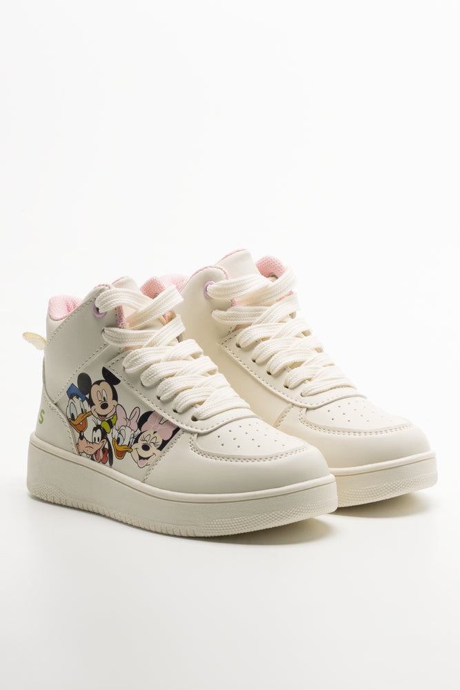 Mickey Mouse Club  High Top Sneakers Cream