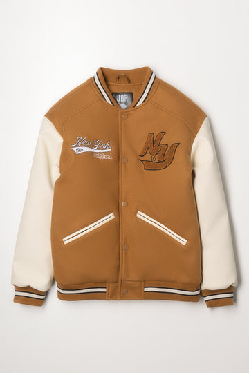 Melton Baseball Jacket Brown