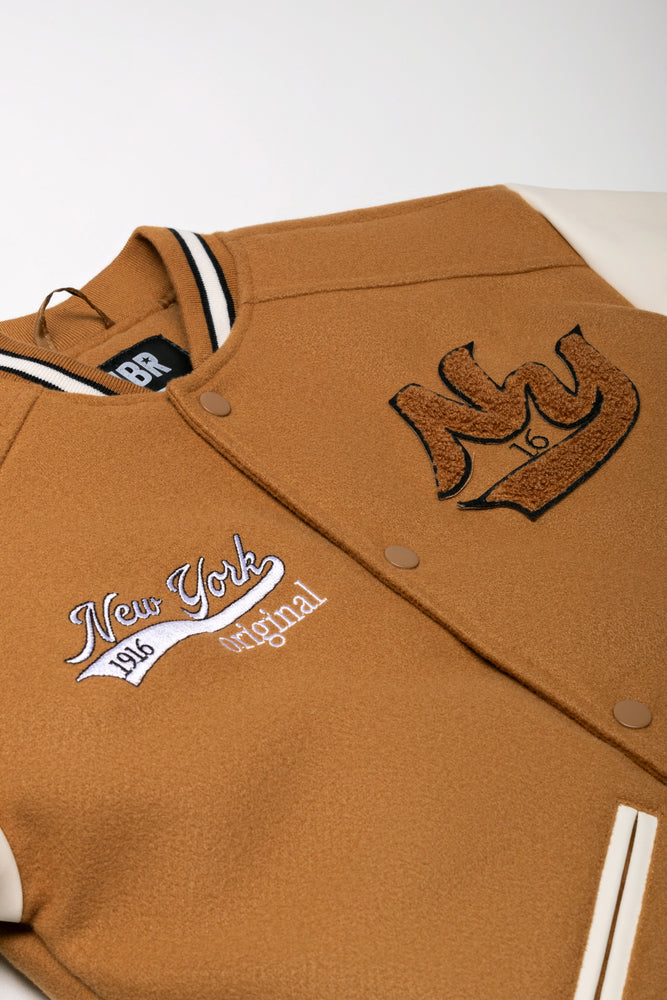 Melton Baseball Jacket Brown