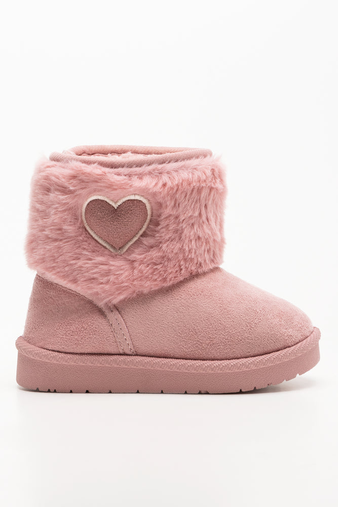 Heart Fur Comfort Boots Pink