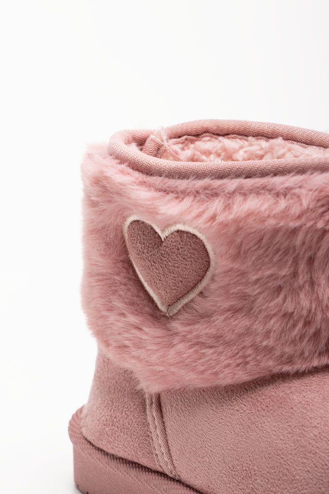 Heart Fur Comfort Boots Pink (3)