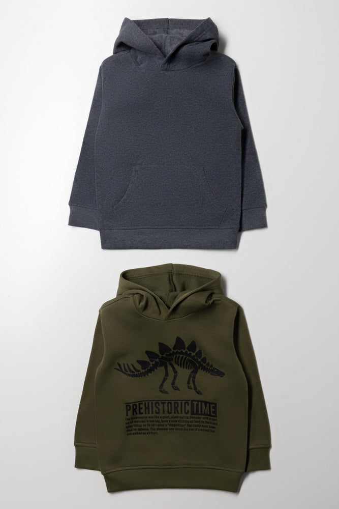 2 Pack Hoodies Dark Green And Dark Grey