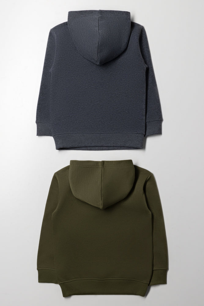 2 Pack Hoodies Dark Green And Dark Grey (3)