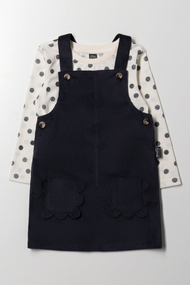 Spot Pinafore Set Black
