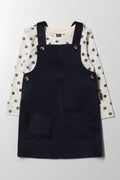 Spot Pinafore Set Black