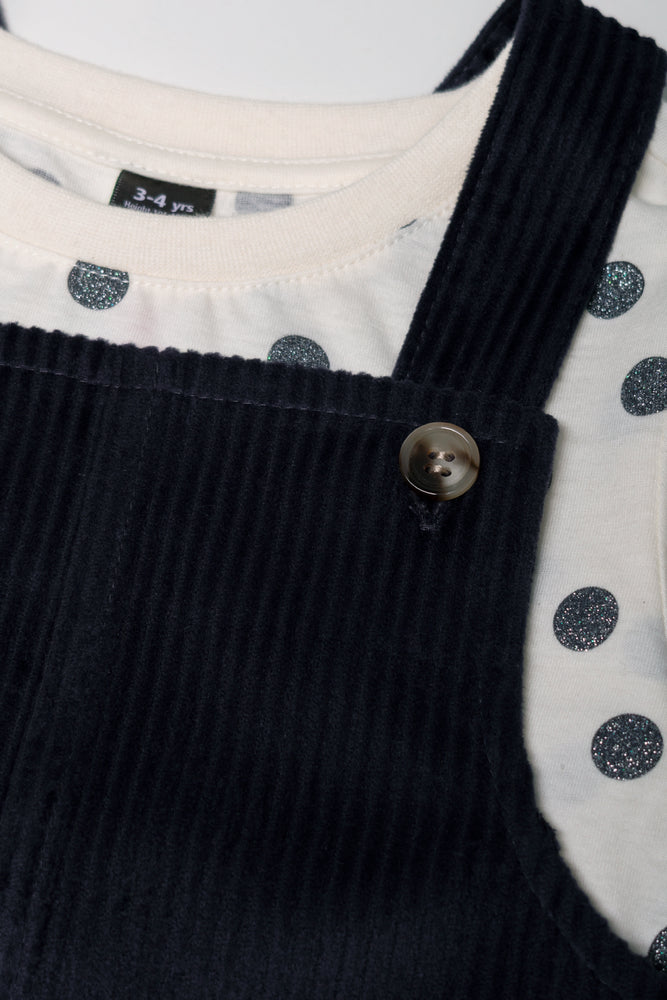Spot Pinafore Set Black