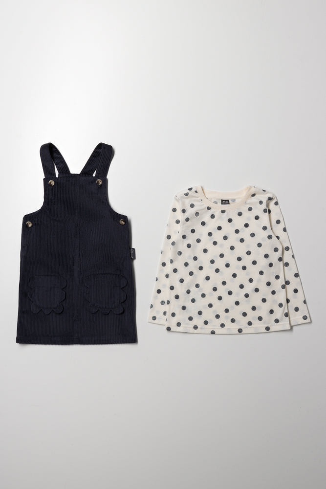Spot Pinafore Set Black (4)