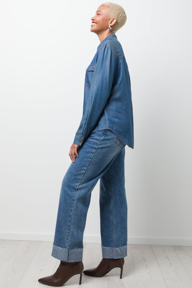 Denim Long Sleeve Shirt Blue