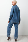 Denim Long Sleeve Shirt Blue (2)