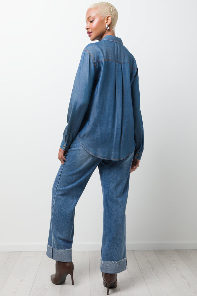 Denim Long Sleeve Shirt Blue (2)