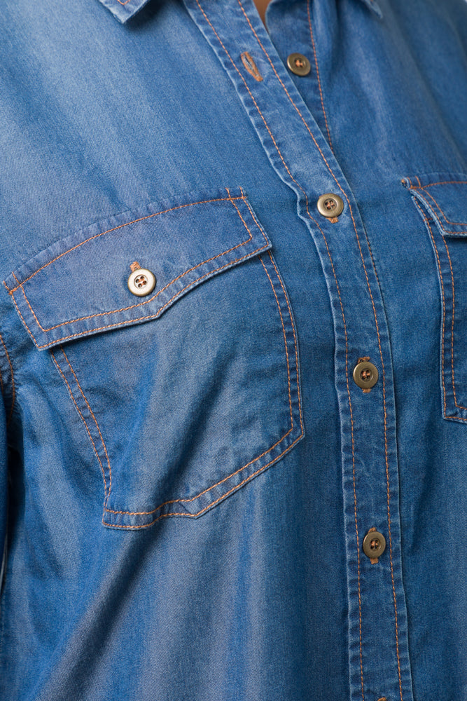 Denim Long Sleeve Shirt Blue (3)