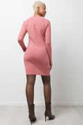 Long Sleeve Bodycon Dress Pink (2)