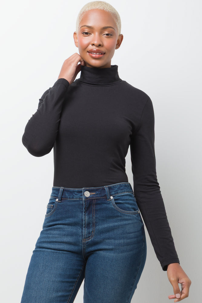 Long Sleeve Poloneck Black