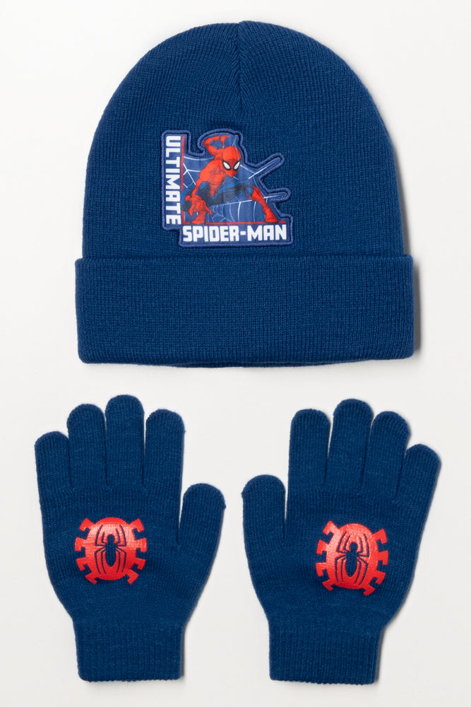 Spider-Man Beanie And Gloves Set Blue