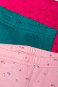 3 Pack Floral Leggings Pink And Teal (1)