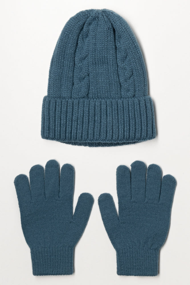 Beanie And Gloves Set Blue