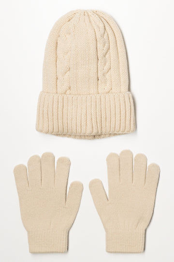 Beanie And Gloves Set Natural