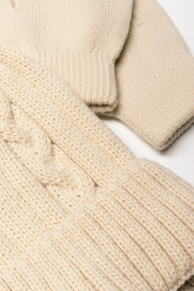 Beanie And Gloves Set Natural