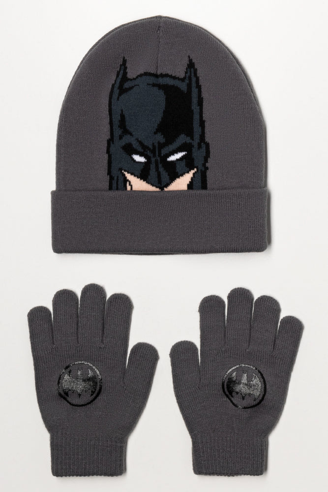 Batman Beanie And Gloves Set Dark Grey