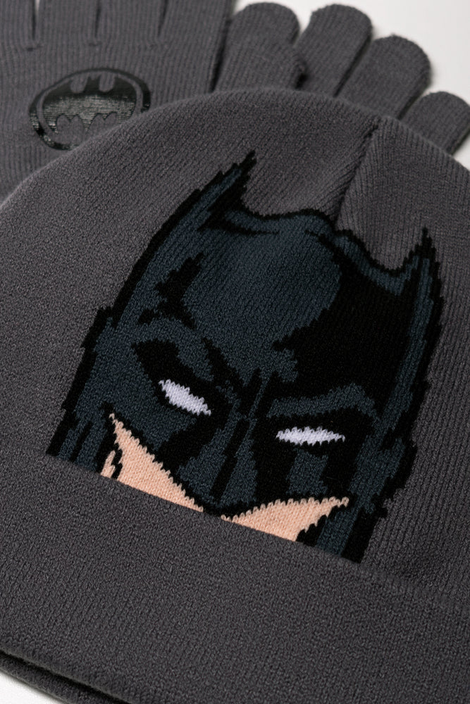 Batman Beanie And Gloves Set Dark Grey