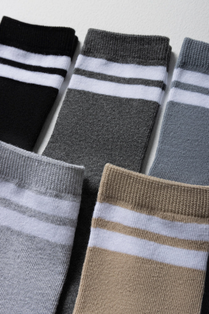 5 Pack Plain Socks Grey, Black And Natural (1)