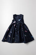 Unicorn Foil Sleeveless Dress With Bow Navy (2)