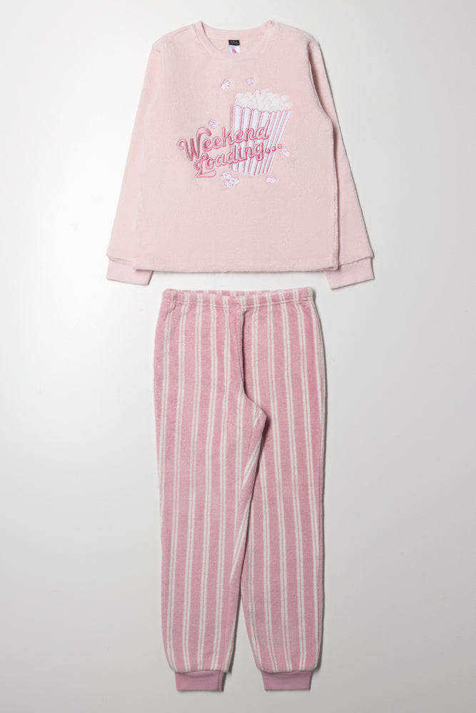Fleece Popcorn Pyjamas Pink
