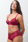 2 Pack Lace Non Padded Underwire Bras Burgundy And Natural (2)