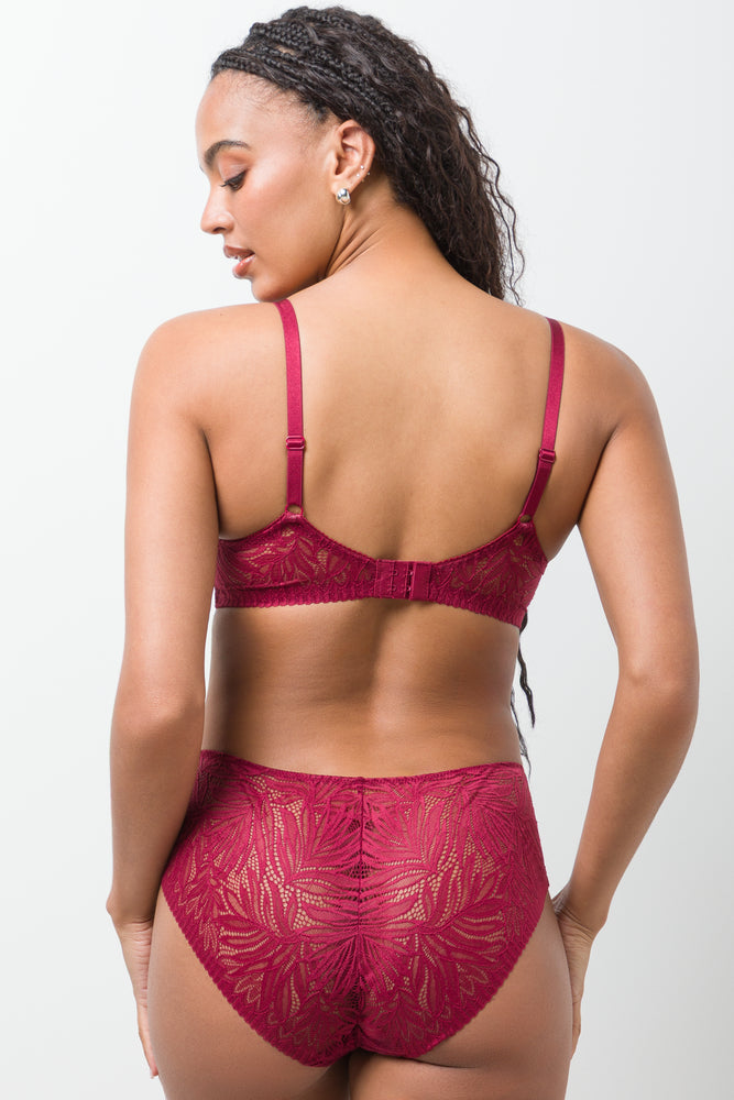 2 Pack Lace Non Padded Underwire Bras Burgundy And Natural (3)