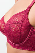 2 Pack Lace Non Padded Underwire Bras Burgundy And Natural (4)